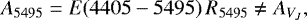 \begin{equation*} A_{5495} = E(4405-5495)\, R_{5495} \ne A_{V_J},\end{equation*}