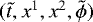 $(\tilde{t},x^{1},x^{2},\tilde{\phi})$