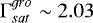 $\mathrm{\Gamma}_{sat}^{gro}\sim 2.03$