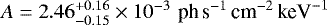 $A =2.46_{-0.15}^{&#x002B;0.16} \times 10^{-3} \,\, \textrm{ph} \, \textrm{s}^{-1} \, \textrm{cm}^{-2} \, \textrm{keV}^{-1}$