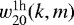 $w_{20}^{1\textrm{h}}(k,m)$