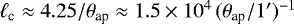 $\ell_{\textrm{c}}\approx4.25/{\theta}_{\textrm{ap}}\approx1.5\times10^4\,({\theta}_{\textrm{ap}}/1^{\prime})^{-1}$