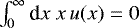 $\int_0^{\infty}{\textrm{d}} x\;x\,u(x)=0$