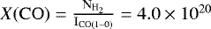 $X(\rm CO)=\frac{N_{H_{2}}}{I_{CO(1-0)}}=4.0\times10^{20}$