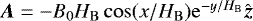 $\vec{A} = - B_0 H_{\mathrm{B}} \cos(x/H_{\mathrm{B}})\mathrm{e}^{-y/H_{\mathrm{B}}} \hat{\vec{z}}$