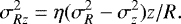 \begin{equation*} \sigma_{Rz}^2 = \eta (\sigma_R^2 - \sigma_z^2) z/R.\end{equation*}
