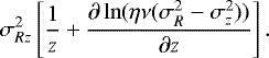 \begin{equation*} \sigma_{Rz}^2 \left[ \frac{1}{z} &#x002B; \frac{\partial \ln(\eta\nu (\sigma_R^2-\sigma_z^2))}{\partial z} \right].\end{equation*}