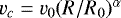 $v_c=v_0(R/R_0)^{\alpha}$