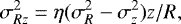 \begin{equation*} \sigma_{Rz}^2 = \eta (\sigma_R^2 - \sigma_z^2) z/R,\end{equation*}