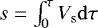 $s = \int_0^{\tau} V_{\mathrm{s}} {\mathrm{d}}\tau$