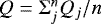 $Q={\mathrm{\Sigma}}_j^n Q_j/n$