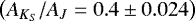 $ \left( A_{K_S}/A_{J} = 0.4 \pm 0.024 \right)$