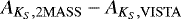 $A_{K_S, \mathrm{2MASS}} - A_{K_S, \mathrm{VISTA}}$