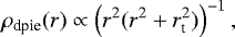 \begin{equation*}{ \rho_{\textrm{dpie}}(r)\propto \left(r^2(r^2&#x002B;r_{\textrm{t}}^2)\right)^{-1}, } \end{equation*}