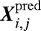 $\vec{X}_{i,j}^{ \rm pred}\ $