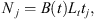 $ N_j=B{(t)}L_tt_j, $