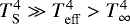 $T_{\mathrm{ S}}^4 \gg T_{\mathrm{ eff}}^4 > T_{\infty}^4$