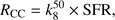 $$ {R}_{{CC}}={k}_8^{50}\times {\mathrm{SFR}}, $$