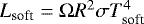 $L_{\textrm{soft}} = \mathrm\Omega R^2 \sigma T^4_{\textrm{soft}}$