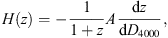 $$ H(z)=-\frac{1}{1+z}A\frac{\mathrm{d}z}{\mathrm{d}{D}_{4000}}, $$