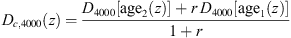 $$ {D}_{c,4000}(z)=\frac{{D}_{4000}[{\mathrm{age}}_2(z)]+r\enspace {D}_{4000}[{\mathrm{age}}_1(z)]}{1+r} $$