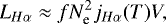 \begin{equation*} L_{H\alpha} \approx f N_{\textrm{e}}^{2} j_{H\alpha}(T)V,\end{equation*}