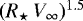 $(R_{\star}\,V_{\infty})^{1.5}$