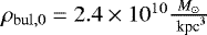 $\rho_{\mathrm{bul},0}= 2.4\times 10^{10}{\frac{M_{\odot}}{~\textrm{kpc}^3}}$