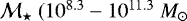 ${\cal M}_{\star}\ (10^{8.3}-10^{11.3}~M_{\odot}$