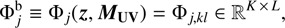 $$ {\mathrm{\Phi }}_{{j}}^{\mathrm{b}}\equiv {\mathrm{\Phi }}_{{j}}(z,{{M}}_{\mathrm{UV}})={\mathrm{\Phi }}_{{j,kl}}\in {\mathbb{R}}^{{K}\times {L}}, $$