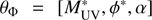 $ {\theta }_{\mathrm{\Phi }}=[{{M}}_{\mathrm{UV}}^{\mathrm{*}},\enspace {\phi }^{\mathrm{*}},\alpha ]$