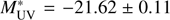$ {M}_{\mathrm{UV}}^{\mathrm{*}}=-21.62\pm 0.11$