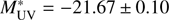 $ {M}_{\mathrm{UV}}^{\mathrm{*}}=-21.67\pm 0.10$