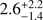 $ 2.{6}_{-1.4}^{+2.2}$