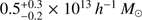 $ 0.{5}_{-0.2}^{+0.3}\times 1{0}^{13}\enspace {h}^{-1}\enspace {M}_{\odot }$