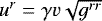 $u^r={\gamma}v\sqrt{g^{rr}}$
