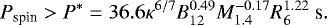 \begin{equation*} \nonumber P_{\textrm{spin}} > P^* = 36.6 \kappa^{6/7}B_{12}^{0.49}M_{1.4}^{-0.17}R_6^{1.22} \mbox{ s}. \end{equation*}