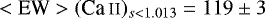 $<\textrm{EW}>(\ion{Ca}{ii})_{s<1.013}=119\pm 3 $