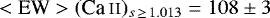 $<\textrm{EW} > (\ion{Ca}{ii})_{s\,\geq\,1.013}= 108\pm 3 $