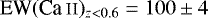 $\textrm{EW} (\ion{Ca}{ii})_{z<0.6}=100\pm 4$
