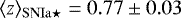 $\langle z \rangle_{{\rm{SNIa}\star}} =0.77 \pm 0.03$