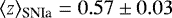 $\langle z \rangle_{\textrm{SNIa}} =0.57 \pm 0.03$