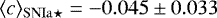 $\langle c \rangle_{{\rm{SNIa}\star}} =-0.045 \pm 0.033$