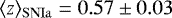 $\langle z \rangle_{\rm{SNIa}} =0.57 \pm 0.03$