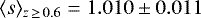 $\langle s \rangle_{z\,\geq\,0.6} = 1.010 \pm 0.011$