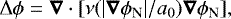 \begin{equation*} {\mathrm\Delta}\phi= \vec{\nabla}\cdot [\nu (|\vec{\nabla}\phi_{\textrm{N}} |/a_0)\vec{\nabla}\phi_{\textrm{N}}], \end{equation*}