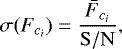 \begin{equation*} \sigma(F_{c_{i}}) = \frac{\bar{F}_{c_{i}}}{\mathrm{S/N}}, \end{equation*}