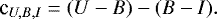 \begin{equation*} \textrm{c}_{U,B,I} = {(U-B) - (B-I).}\end{equation*}