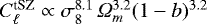 $C_{\ell}^{\text{tSZ}} \propto \sigma _8^{8.1} \, {\Omega}_m^{3.2} (1-b)^{3.2}$