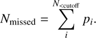 $$ {N}_{\mathrm{missed}}=\sum_i^{{N}_{>{\mathrm{cutoff}}}}{p}_i $$